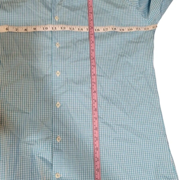 Peter Millar sz M Long Sleeve Seaside wash teal blue Summer, golf, plaid shirt - Picture 3 of 4